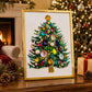 DIY Jeweled Christmas Tree Art Kit with Frame and Craft Supplies