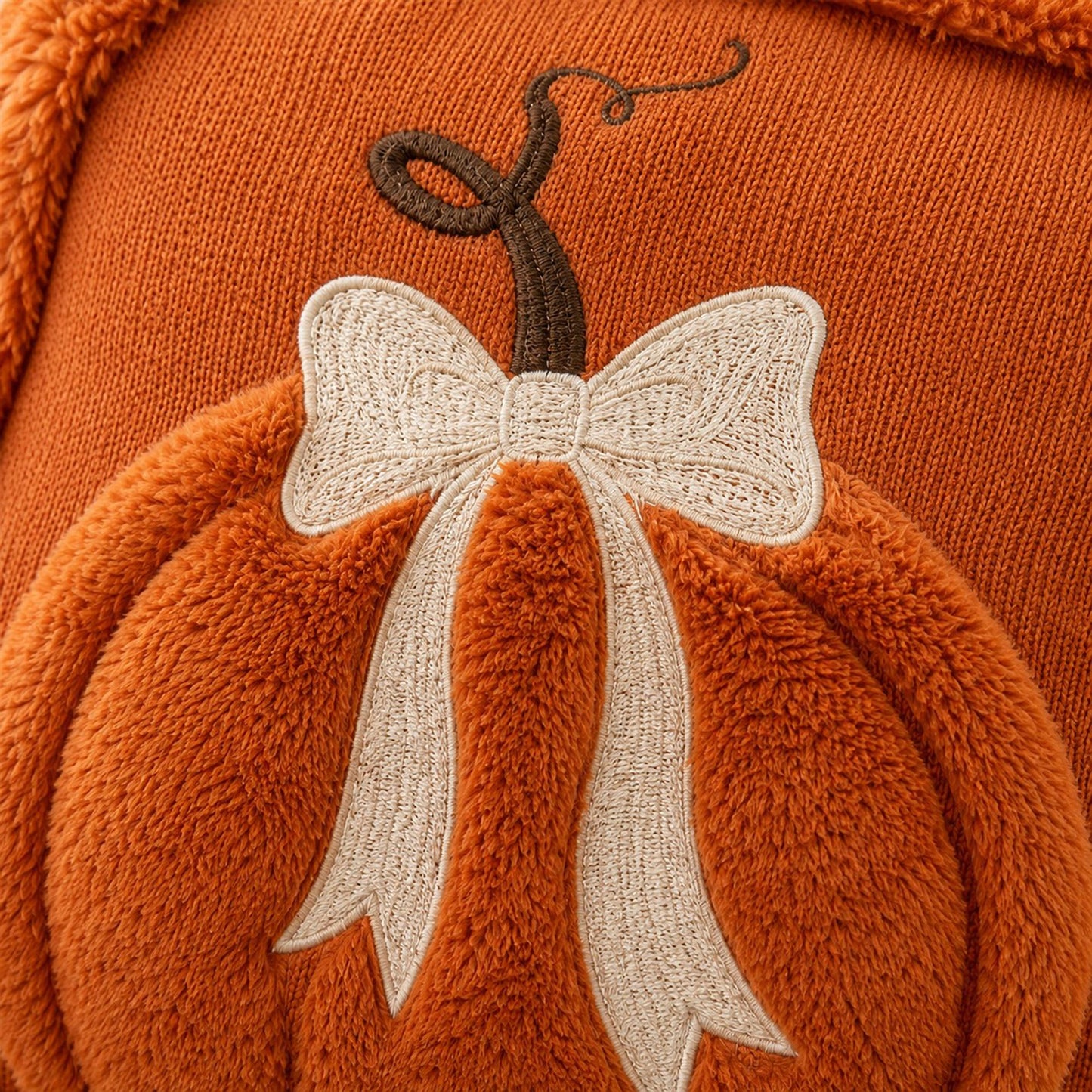 Textured Pumpkin Bow Decorative Throw Pillow Cover for Sofa Bed Chair Fall Decor