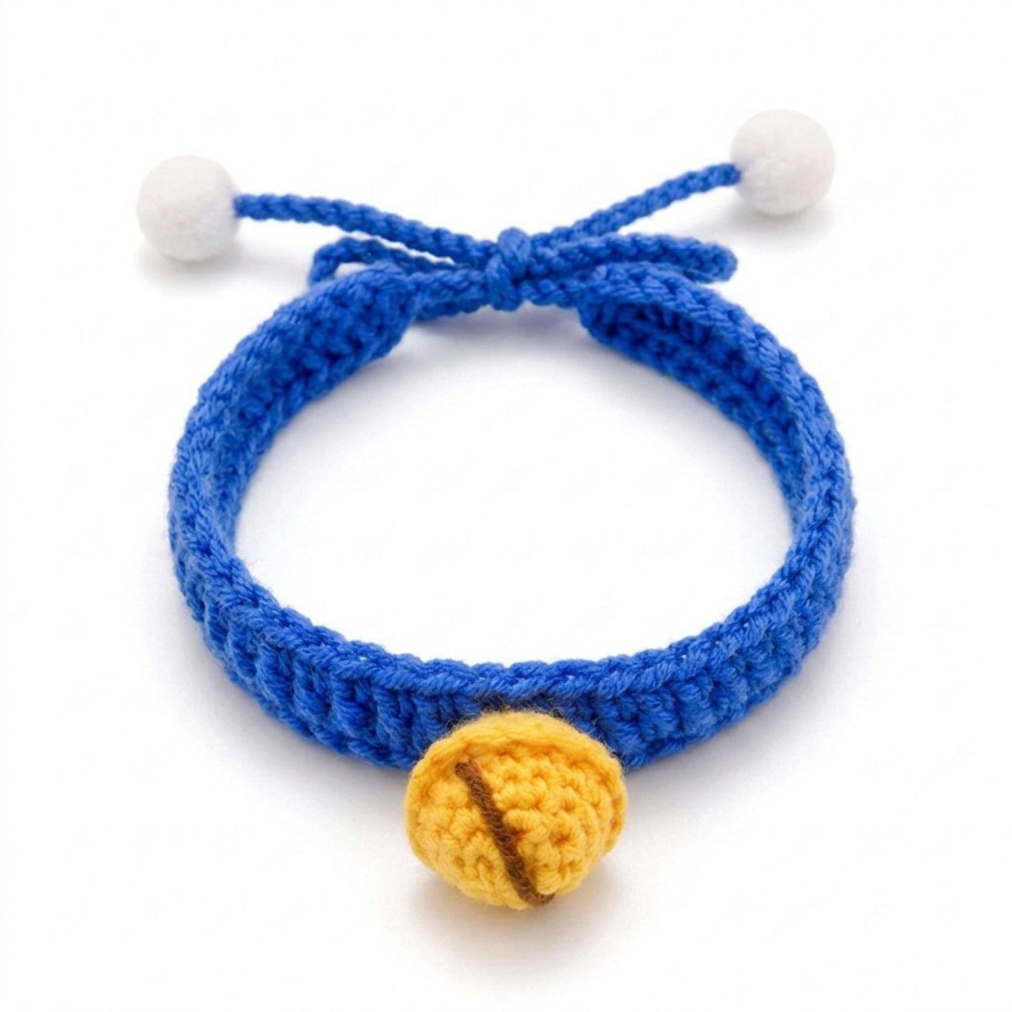 Hand Knit Pet Collar with Soft Crochet Bell Adjustable Silent Collar Necklace for Cats and Small Dogs