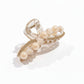 Beaded Flower Metal Hair Claw Clip with Curved Design and Textured Accents