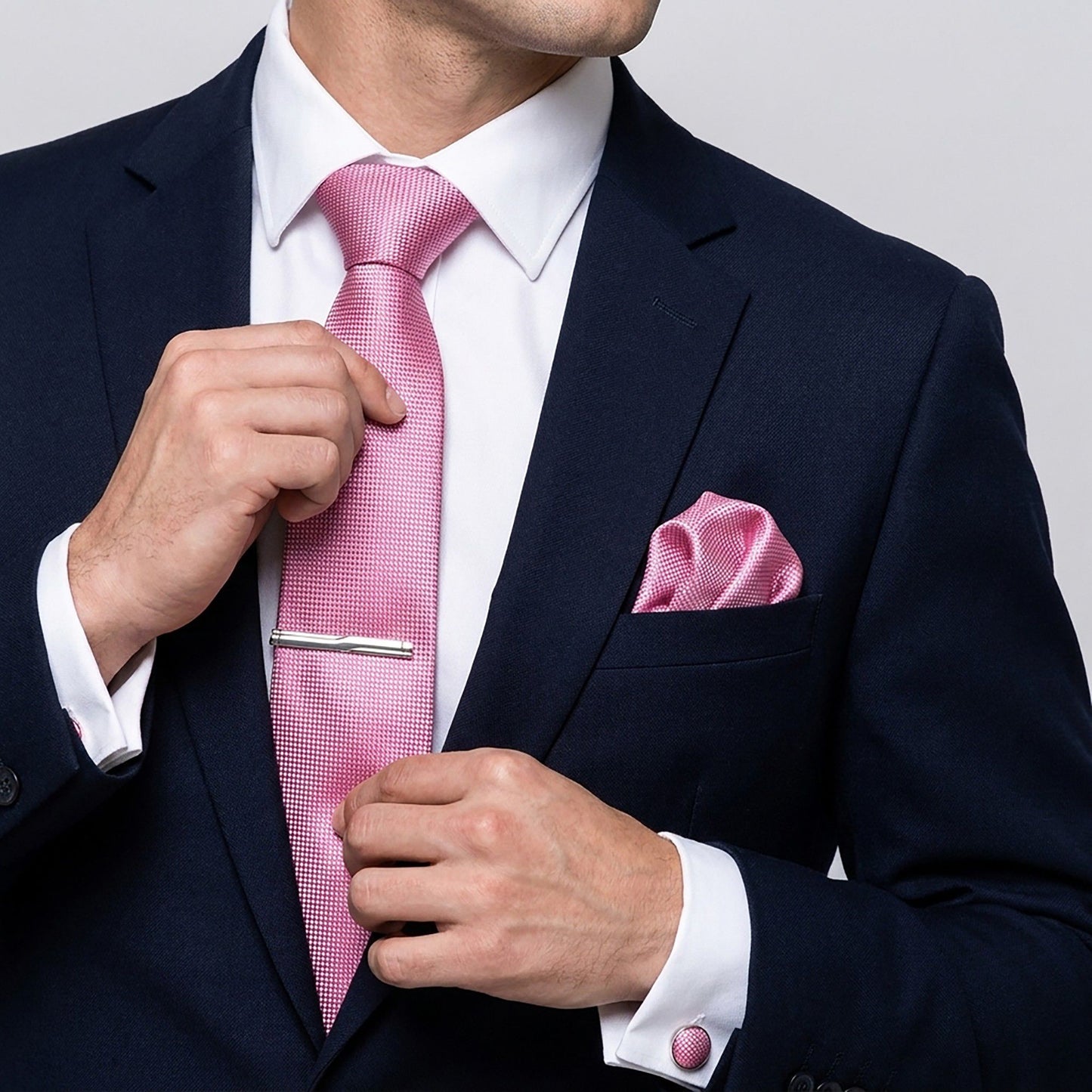 Men's Formal Tie Gift Set with Pocket Square Cufflinks Tie Clip and Gift Box