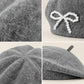 Pearl Bow Embellished Knit Wool Beret
