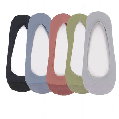 5 Pairs Women Low Cut Invisible Liner Socks Soft Stretch Mesh Top with Reinforced Toe and Moisture-Wicking Terry Cotton Sole