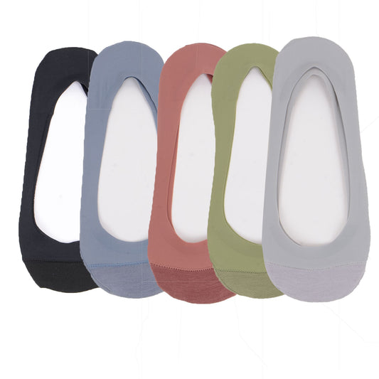 5 Pairs Women Low Cut Invisible Liner Socks Soft Stretch Mesh Top with Reinforced Toe and Moisture-Wicking Terry Cotton Sole