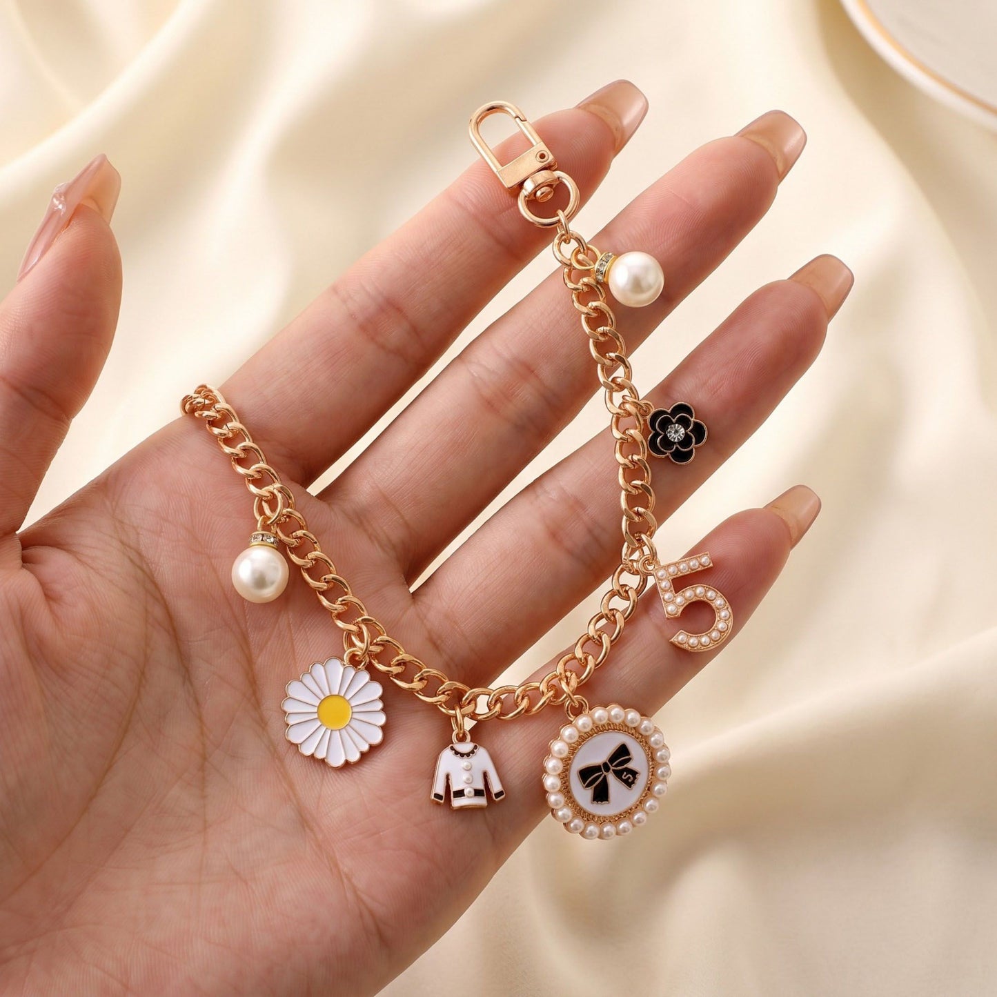Decorative Chain Bag Strap with Charms and Swivel Clasps
