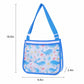Printed Mesh Beach Shoulder Bag with Adjustable Strap Zip Top Lightweight See Through Tote for Pool