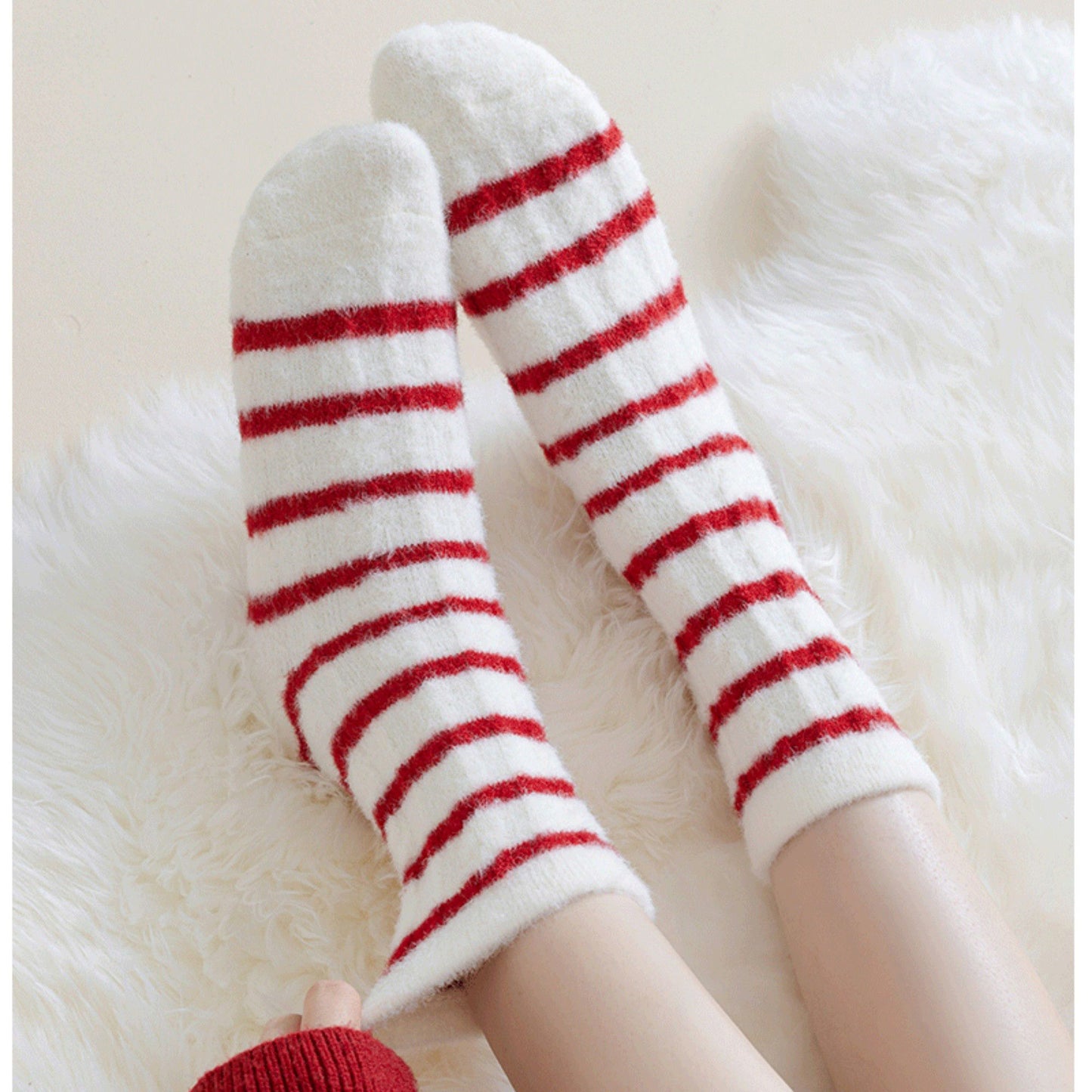 3-Pair Plush Cable Knit Socks Set with Soft Cozy Texture, Stretchy Knit Fit, and Warm Ribbed Detailing