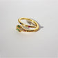 Women's Snake Statement Ring with Multi-Color Crystals - Adjustable Brass Animal Ring