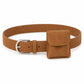 Faux Suede Waist Belt Bag with Mini Flap Pouch and Adjustable Buckle Strap