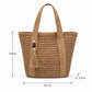 Woven Straw Tote Bag Large Capacity Zip Top Shoulder Carryall with Tassel Accent