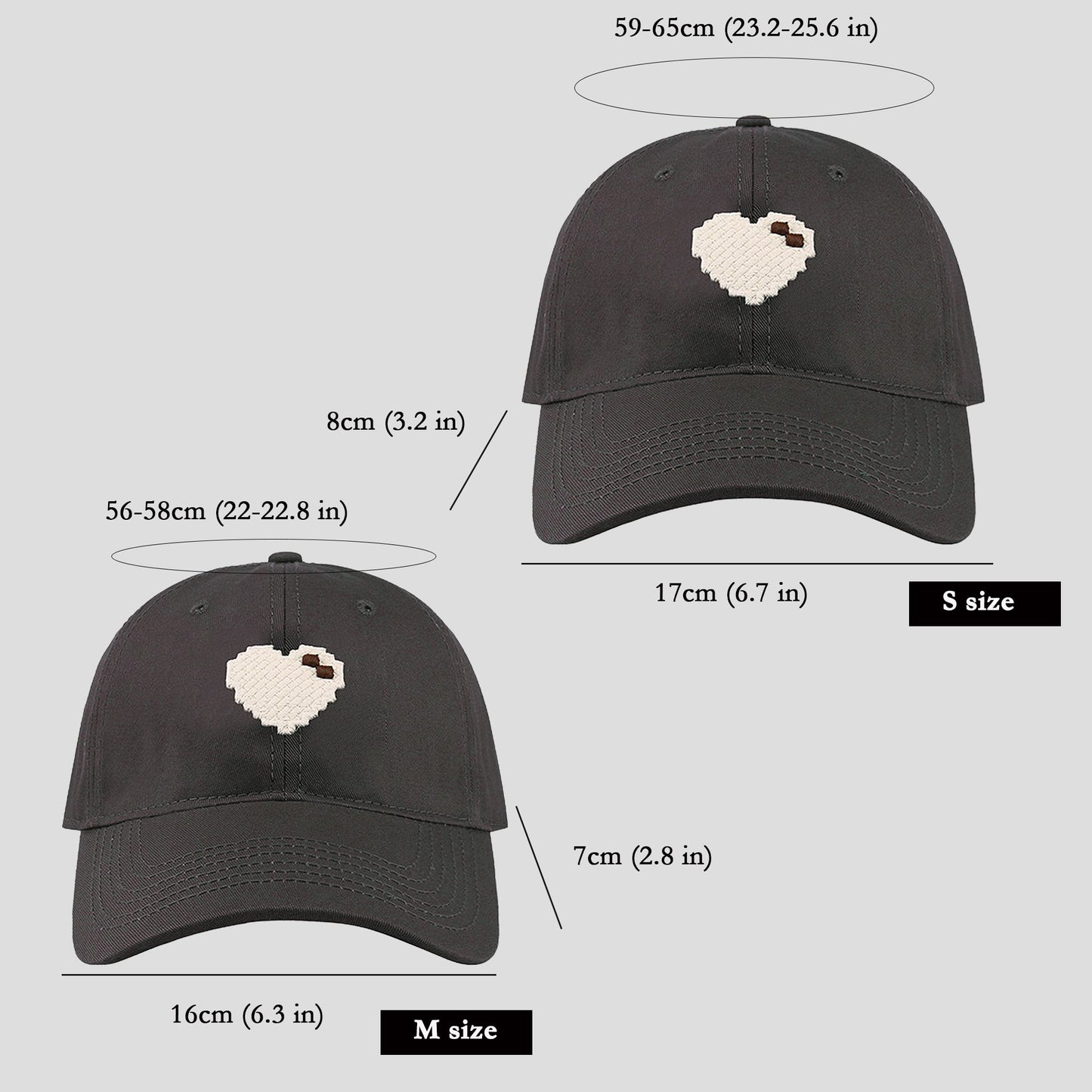 Women's Pixel Heart Wide - Brim Baseball Cap