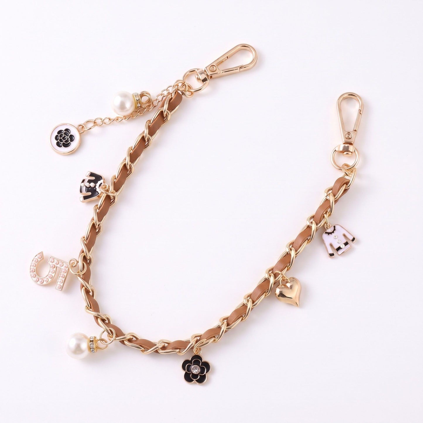 Decorative Chain Bag Strap with Charms and Swivel Clasps