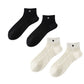 4 Pairs Heart Pattern Breathable Short Crew Socks Soft Stretch Knit Design Multiple Color Options