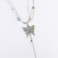 Rhinestone Butterfly Chain Belt with Layered Drape Details and Adjustable Closure 39.5in