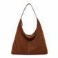 Slouchy Faux Suede Hobo Shoulder Bag with Zip Closure and Wide Strap