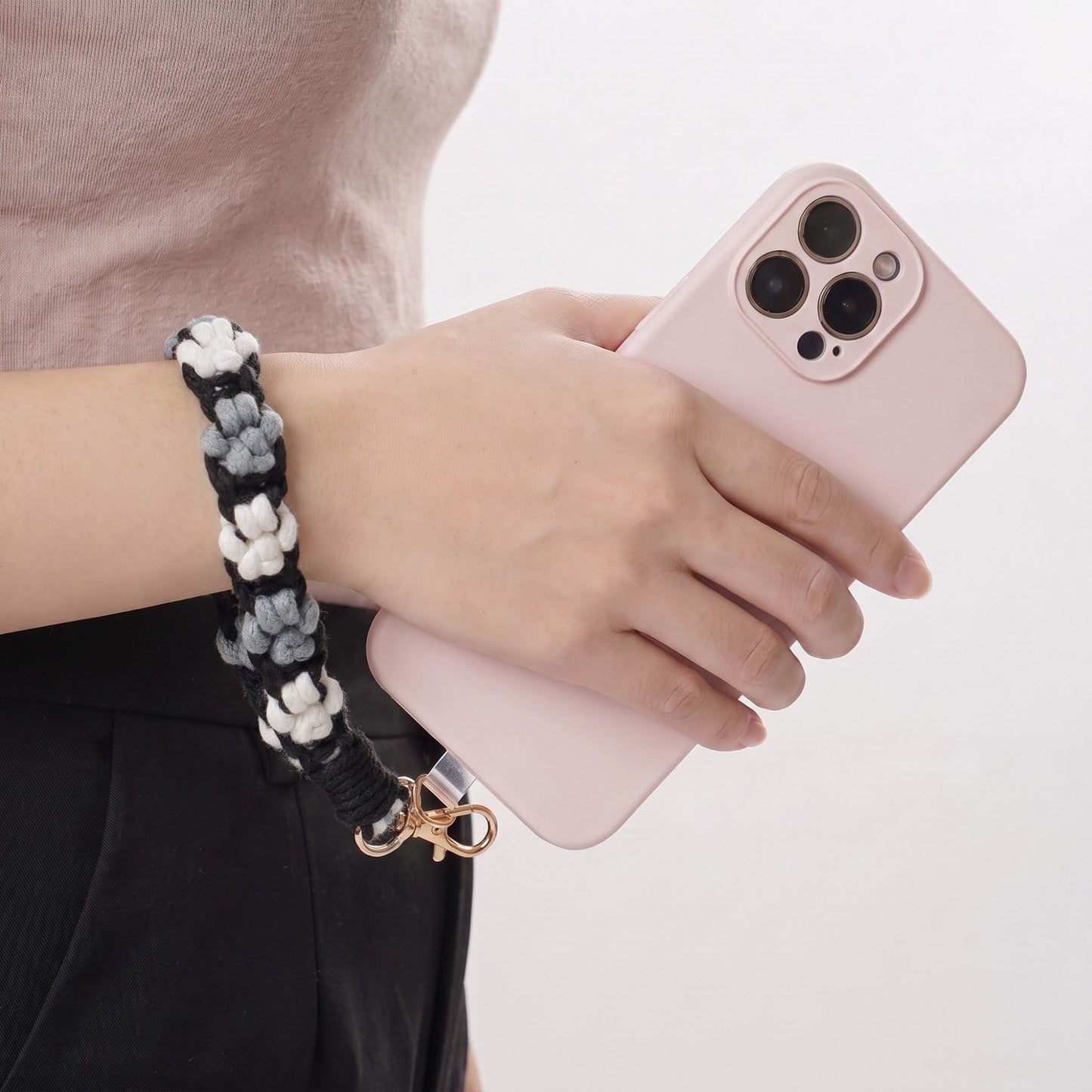 Floral Braided Wrist Strap with Swivel Clasp