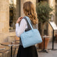 Women's Quilted Shoulder Tote Bag with Front Pocket and Zipper Closure