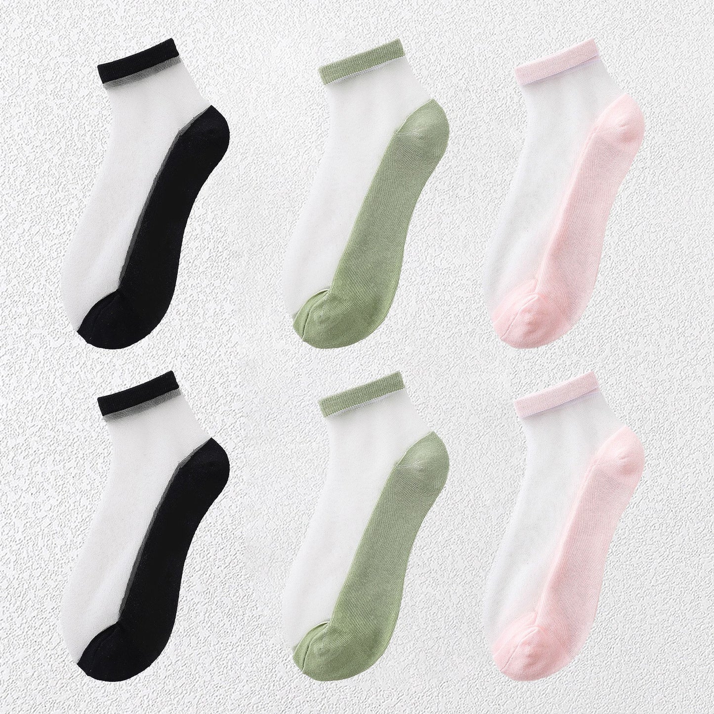 Chic Summer Thin Ankle Socks Soft for Casual 6Pk
