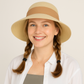 Women's Woven Floppy Sun Hat with Wide Ribbon Knot Detail and Curved Brim