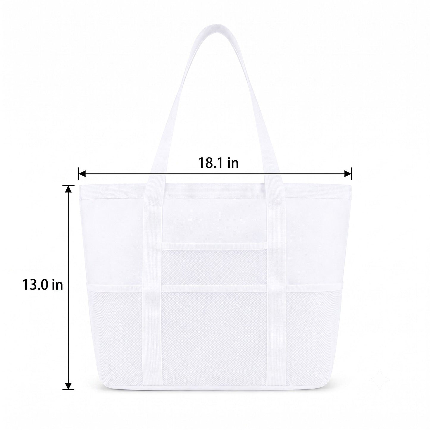 Large Mesh Beach Tote Bag with Exterior Pockets and Shoulder Handles