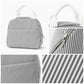 Striped Insulated Lunch Tote Bag with Front Pocket and Zip Closure