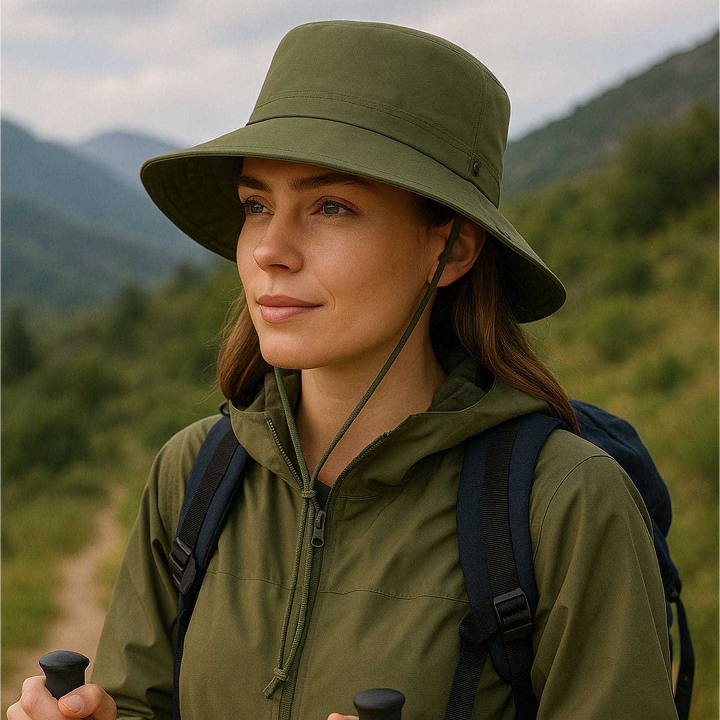 Foldable Wide Brim Bucket Hat with Chin Strap for Sun Protection and Outdoor Hiking Travel Beach Adventures