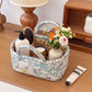 Floral Print Quilted Organizer Tote Bag with Multiple Pockets and Carry Handles