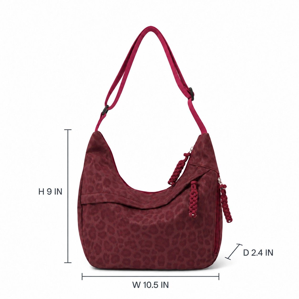 Leopard Faux Suede Hobo Crossbody Bag with Adjustable Strap and Zip Closure