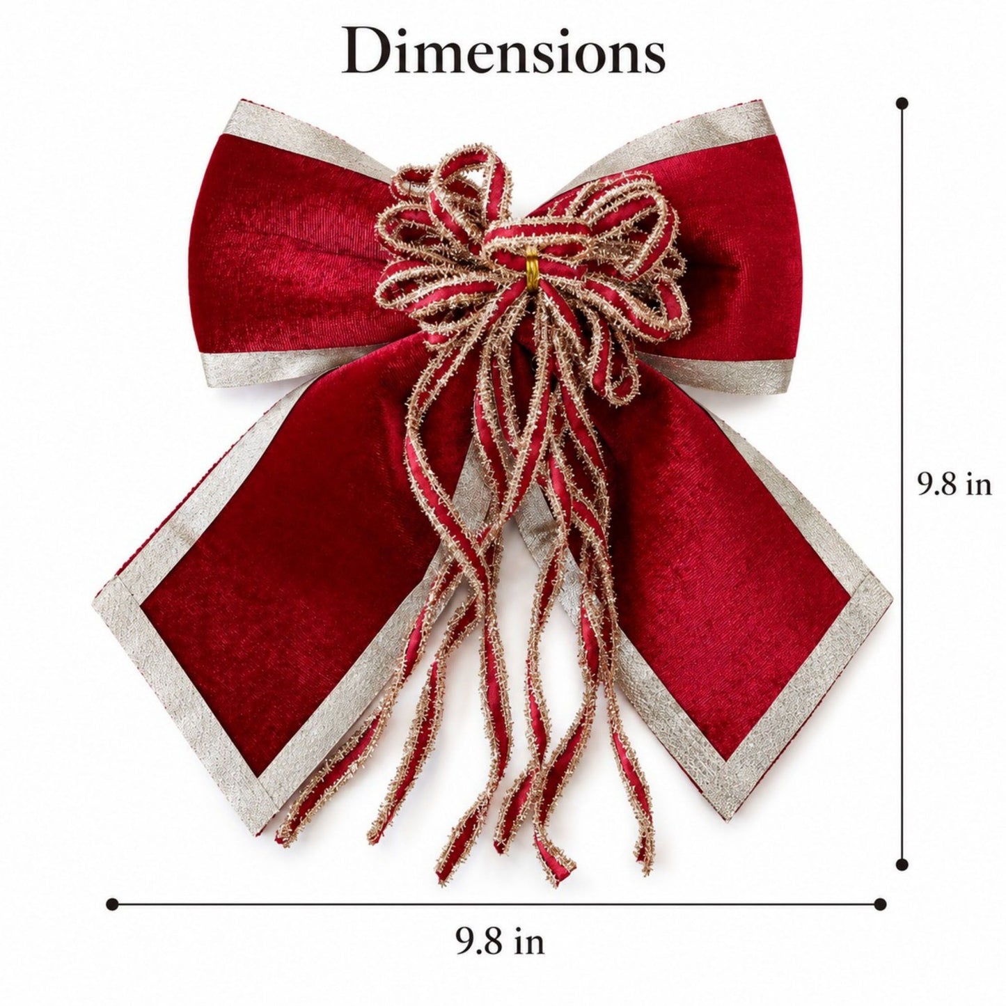 3ct Fabric Christmas Bow Decorations with Gold Trim Burgundy