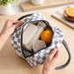 Checkered Insulated Lunch Bag Reusable Zipper Tote with Front Pocket