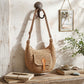 Woven Crochet Hobo Bag with Flap Pocket Leather Strap Slouchy Shoulder Handbag Lightweight Knit Tote