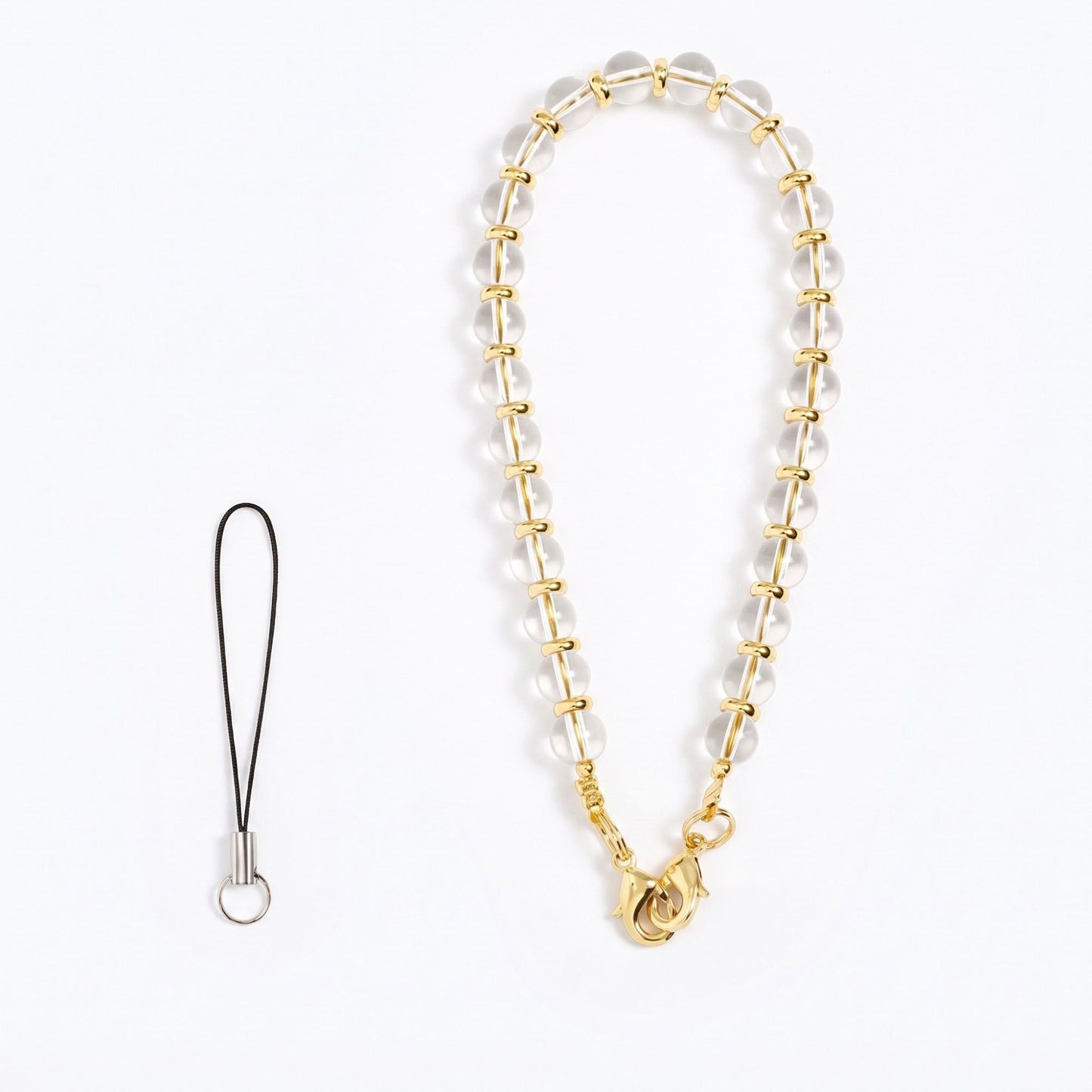 Beaded Wrist Strap with Clasps for Phones and Bags
