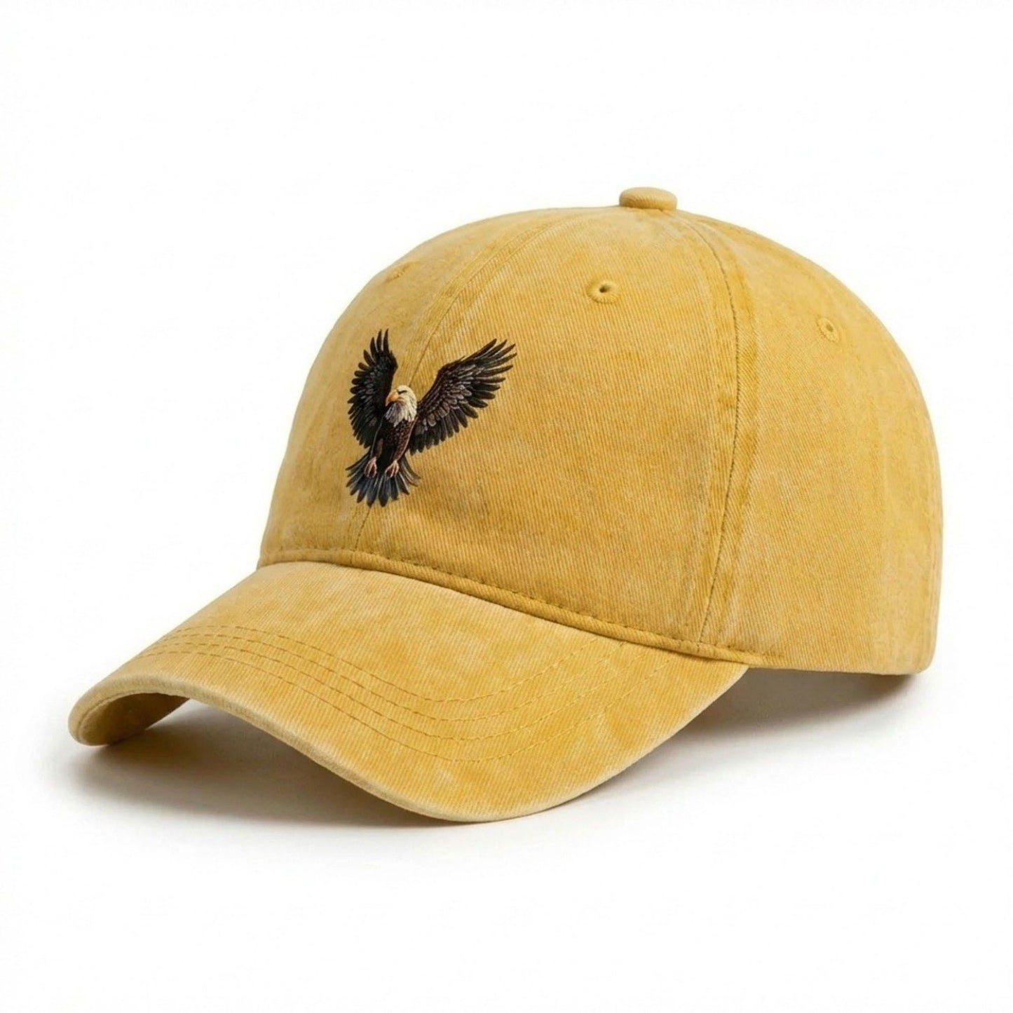 Cotton Baseball Cap with Eagle Embroidery Adjustable Strap Casual Everyday Hat