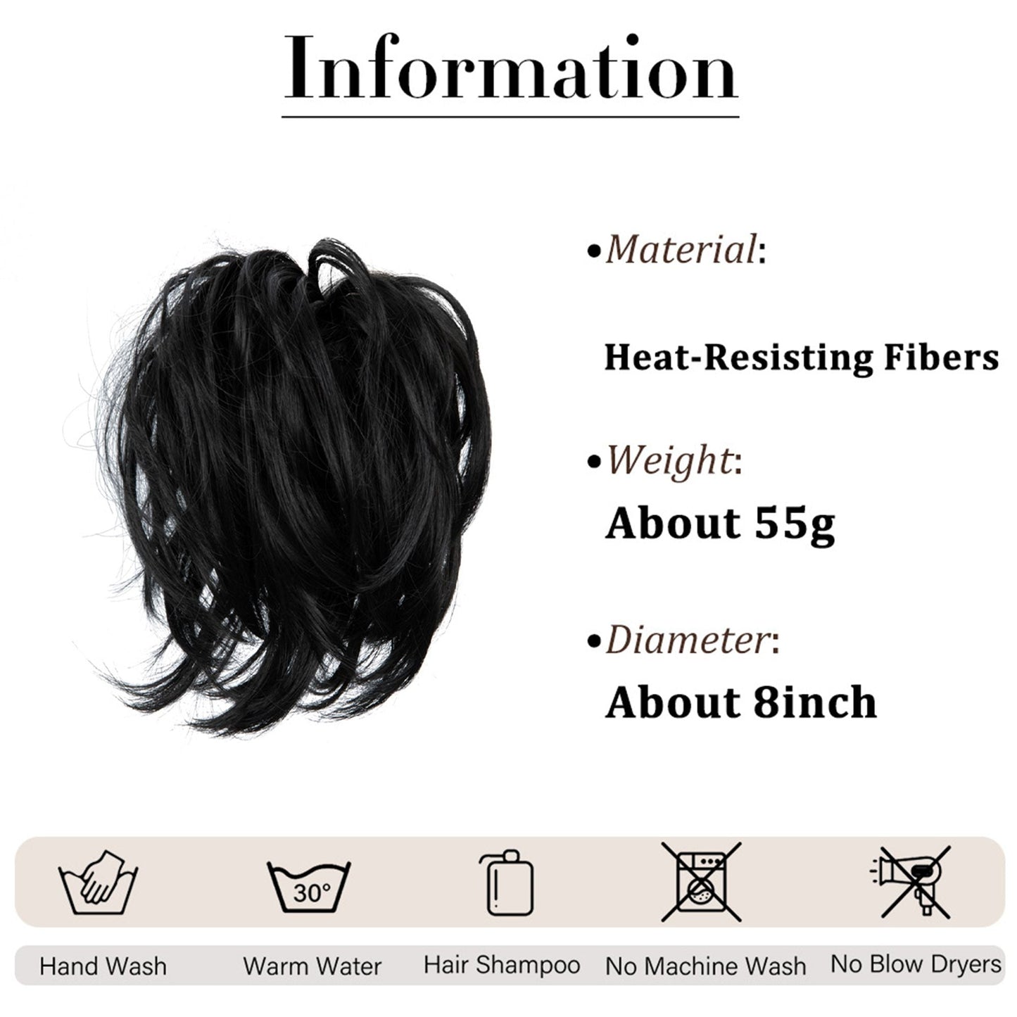 Messy Bun Hair Piece Updo Synthetic Tousled Ponytail Hairpiece 8 Inch