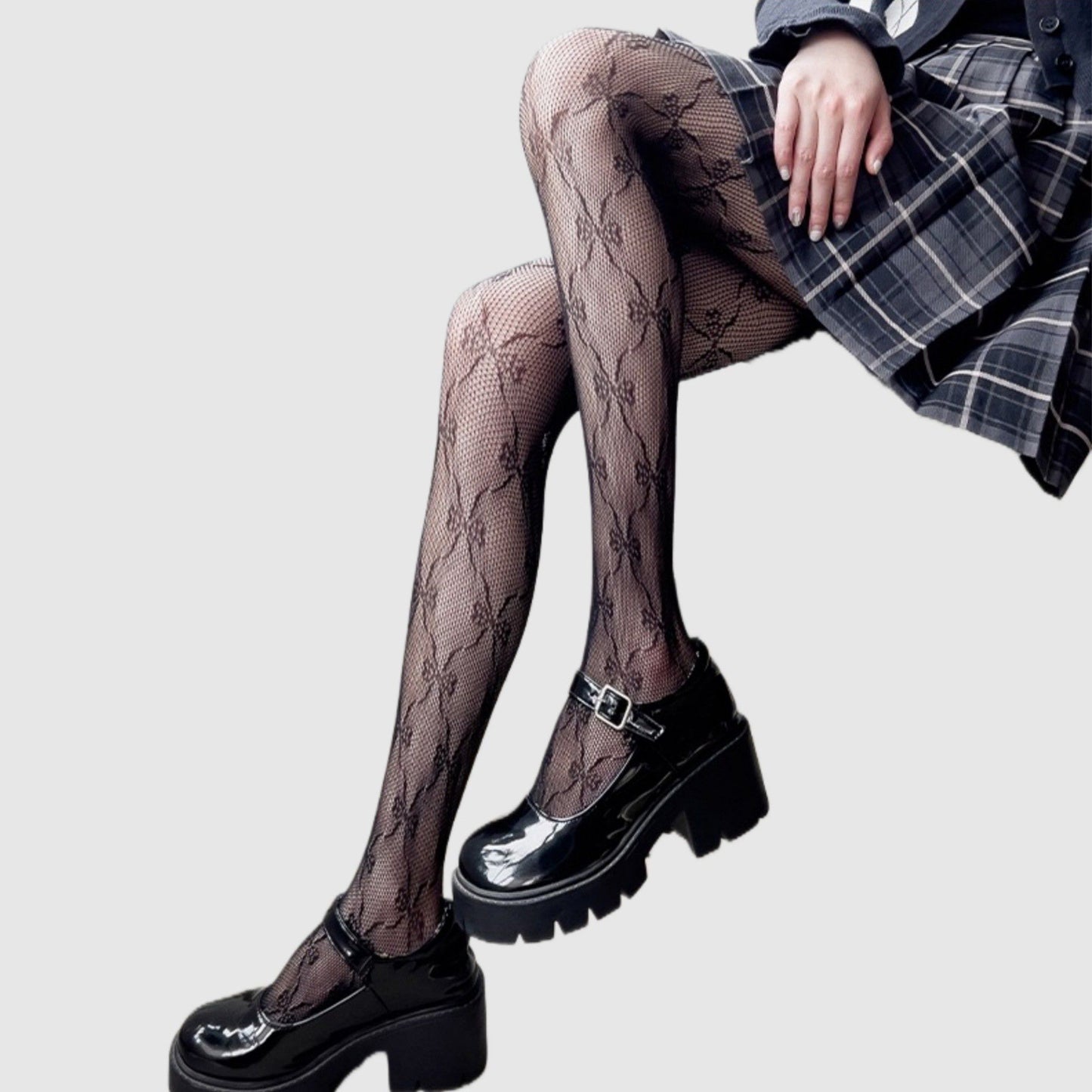 3-Piece Set Bow Pattern Mesh Tights with Soft Stretch Knit, Intricate Allover Detail, and Sheer Finish