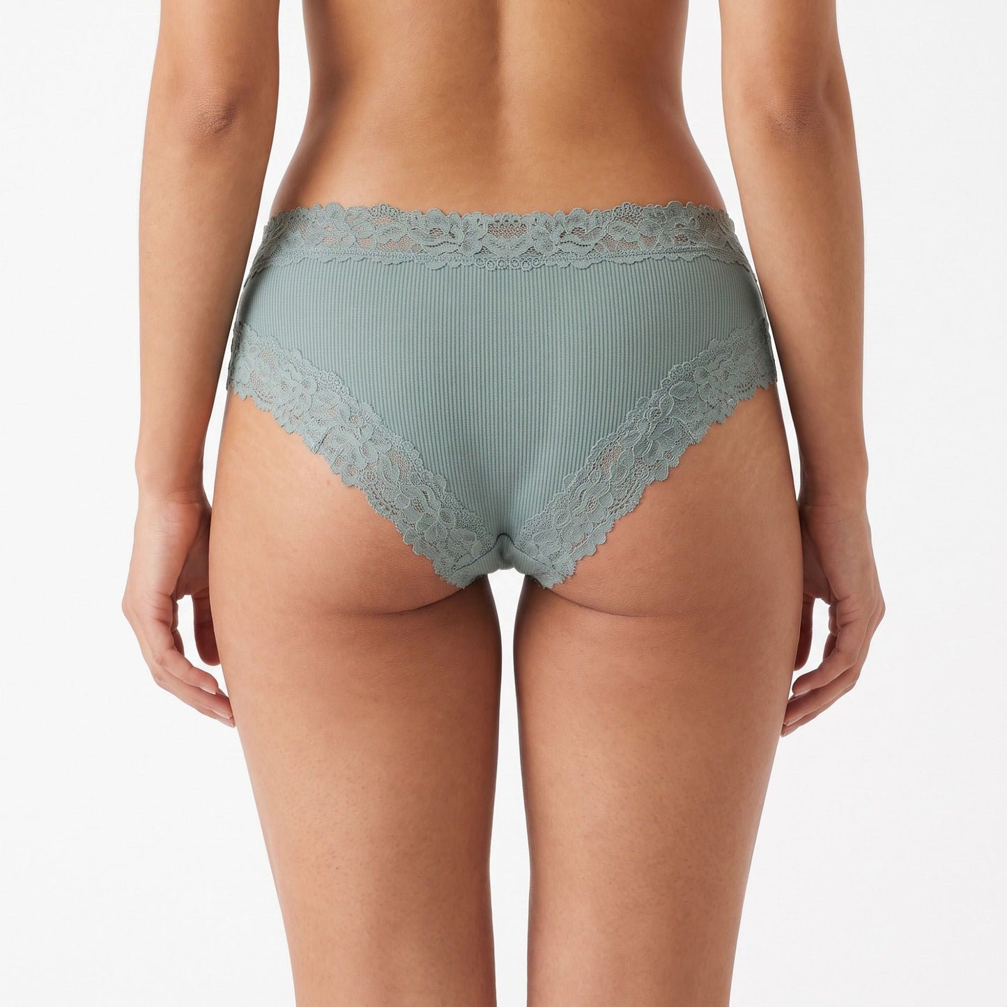 2 Pack Ribbed Floral Lace Hipster Underwear