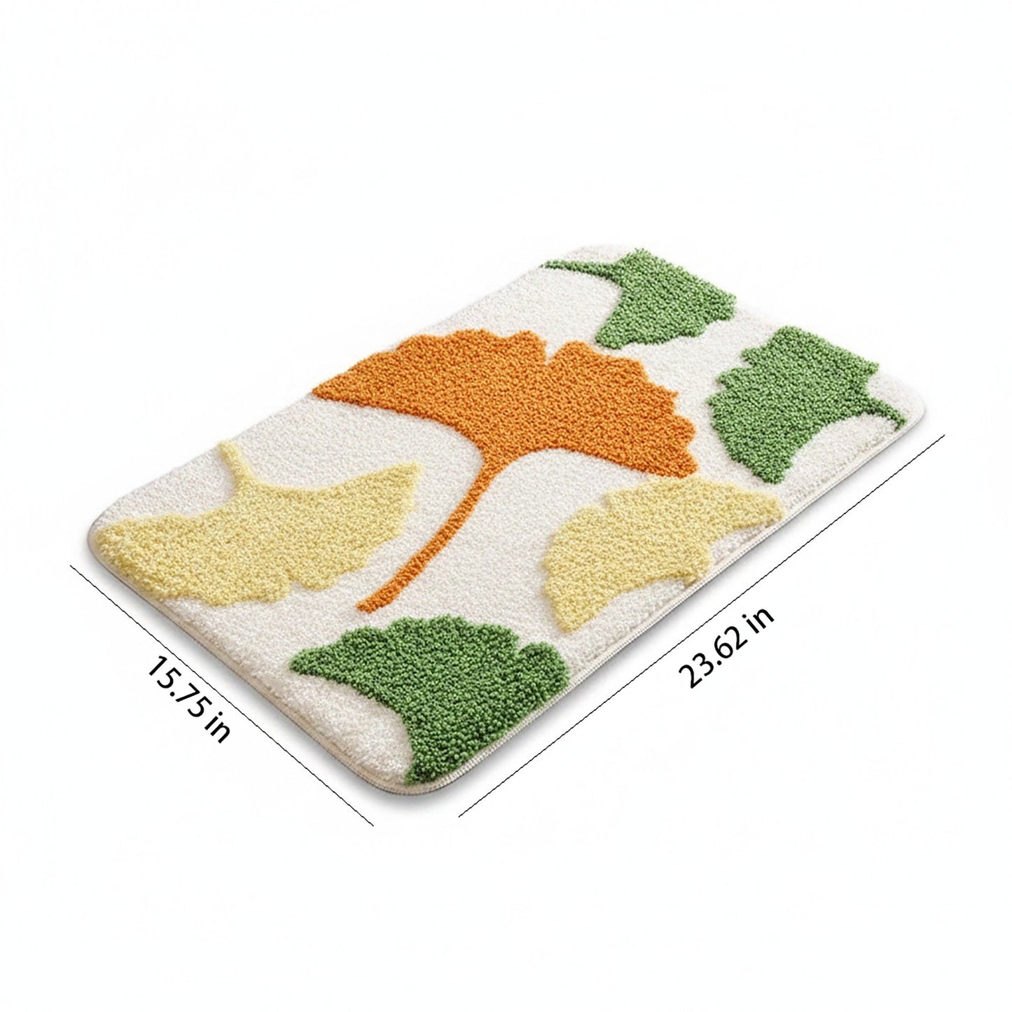 Tufted Floor Mat with Leaf Pattern Non Slip Backing Soft Plush Decorative Indoor Entryway Bathroom Rug