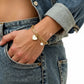 Double Layer Chain Bracelet with Heart Charm Pendant and Smooth Bead Drop Detail for a Delicate Feminine Layered Look