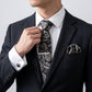 Men's Paisley Floral Tie Gift Set with Matching Pocket Square Cufflinks and Silver Tie Clip