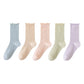 Ribbed Crew Socks with Ruffle Lettuce Trim Soft Stretch Knit Comfortable Everyday 5-Pack
