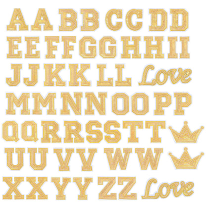 56 PCS Sequin Letter Iron On Patches A-Z Alphabet Varsity Letter Sewing Repair Preppy Glitter Hot-fix for Bag Shoes DIY Supplies