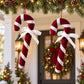 2ct Christmas Candy Cane Hanging Decorations with Bows Red Green and White