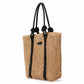 Woven Straw Beach Tote Bag Large Capacity Summer Shoulder Carryall with Contrast Straps