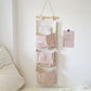 Hanging Wall Organizer with Three Pockets and Brown Gingham Pattern 19x7.8 in