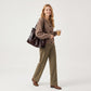 Large Faux Leather Tote Bag with Double Shoulder Straps and Magnetic Closure