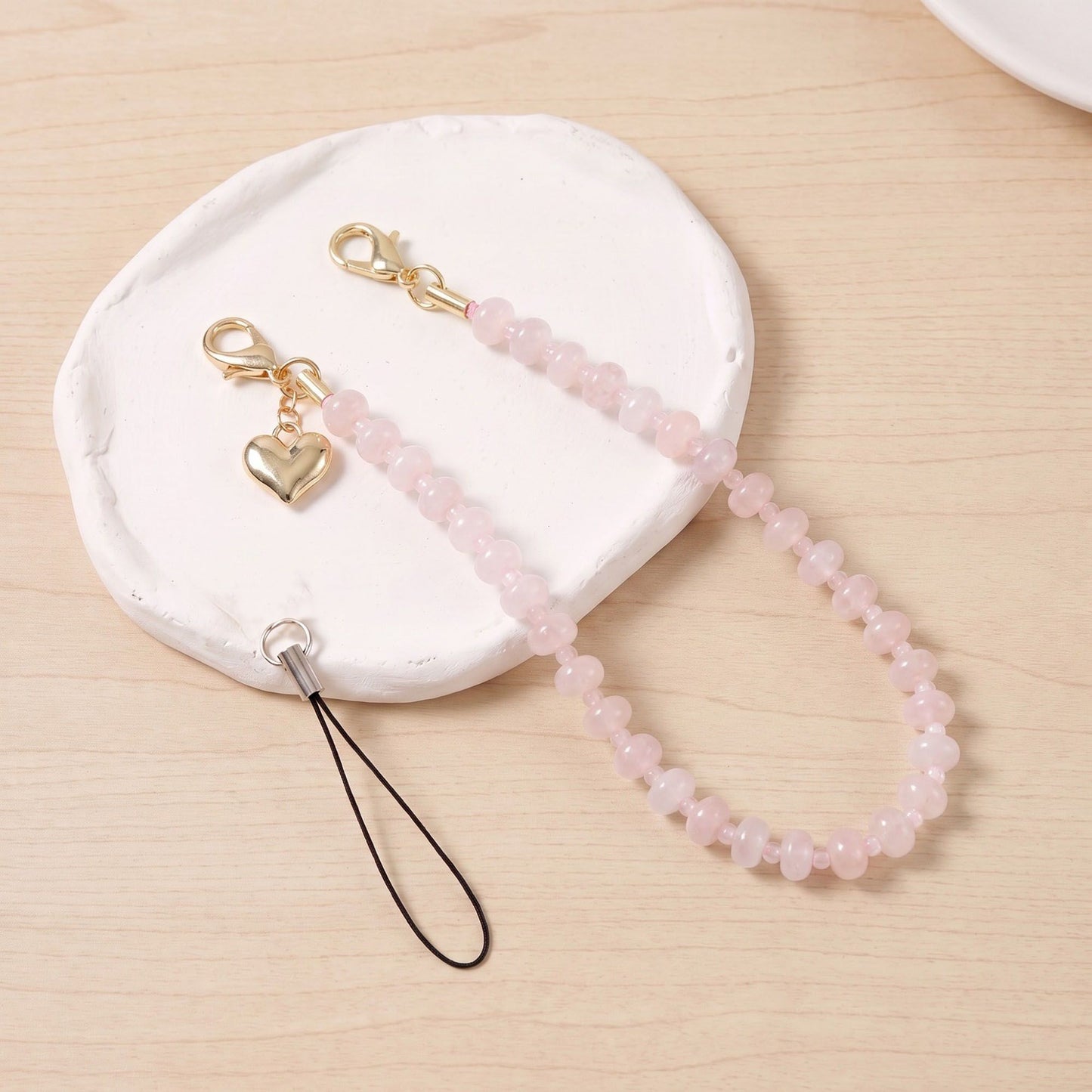 Beaded Phone Wrist Strap with Heart Charm
