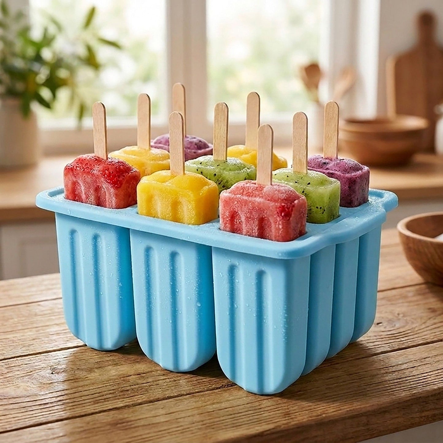 12-Cavity Popsicle Mold - Homemade Ice Pop Maker with Lid