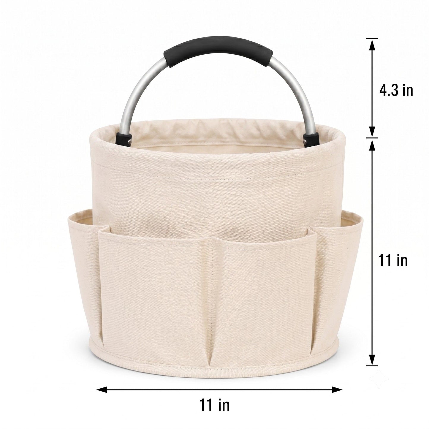 Collapsible Utility Basket with Aluminum Handle and Exterior Pockets