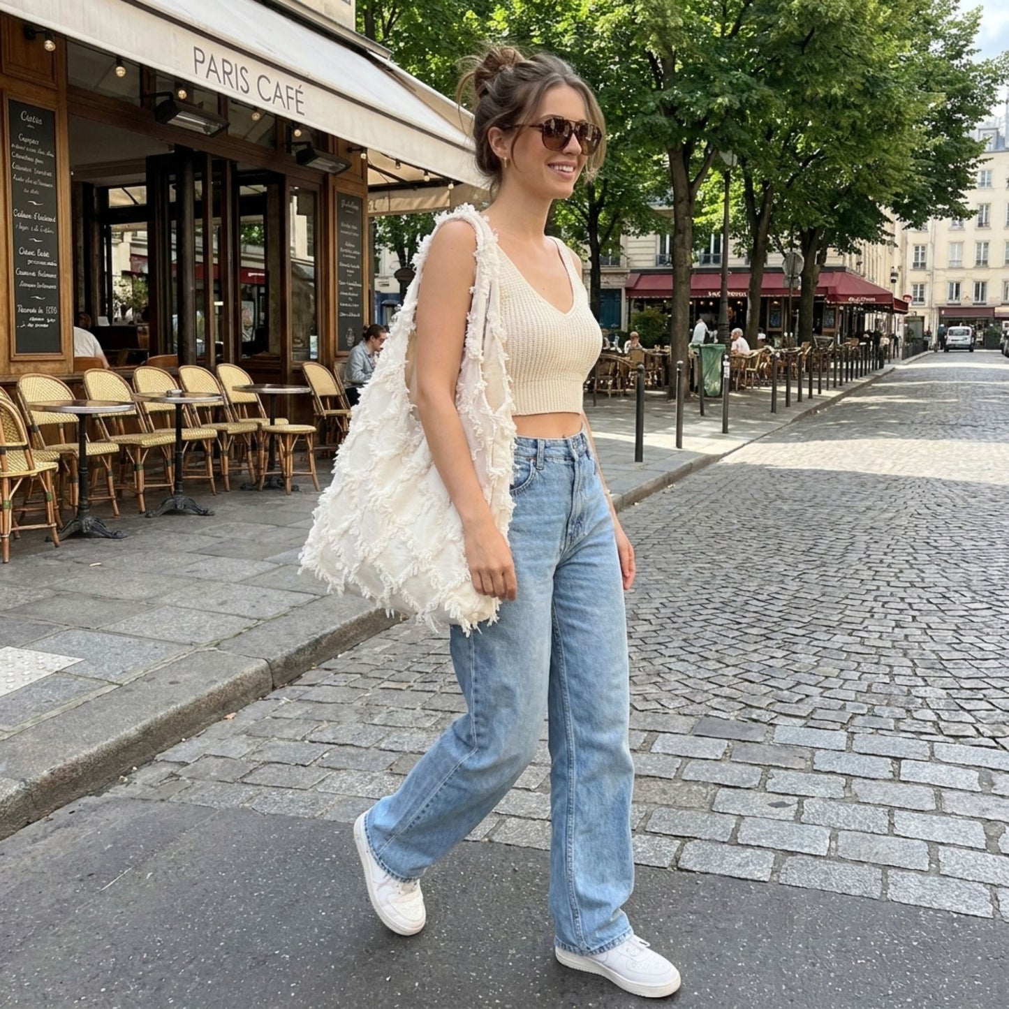 Fringe Hobo Tote Bag with Textured Design and Shoulder Handle