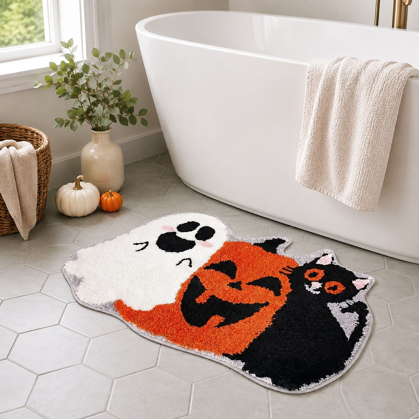 Halloween Character Shaped Bath Mat Nonslip Accent Rug 15.7 x 23.6 Inches